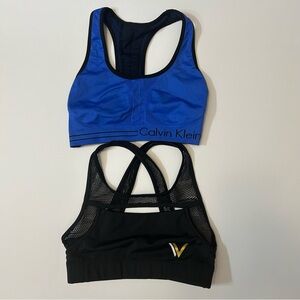 Calvin Klein Blue & VullSport Black Mesh Sports Bra Bundle Size XS-S
